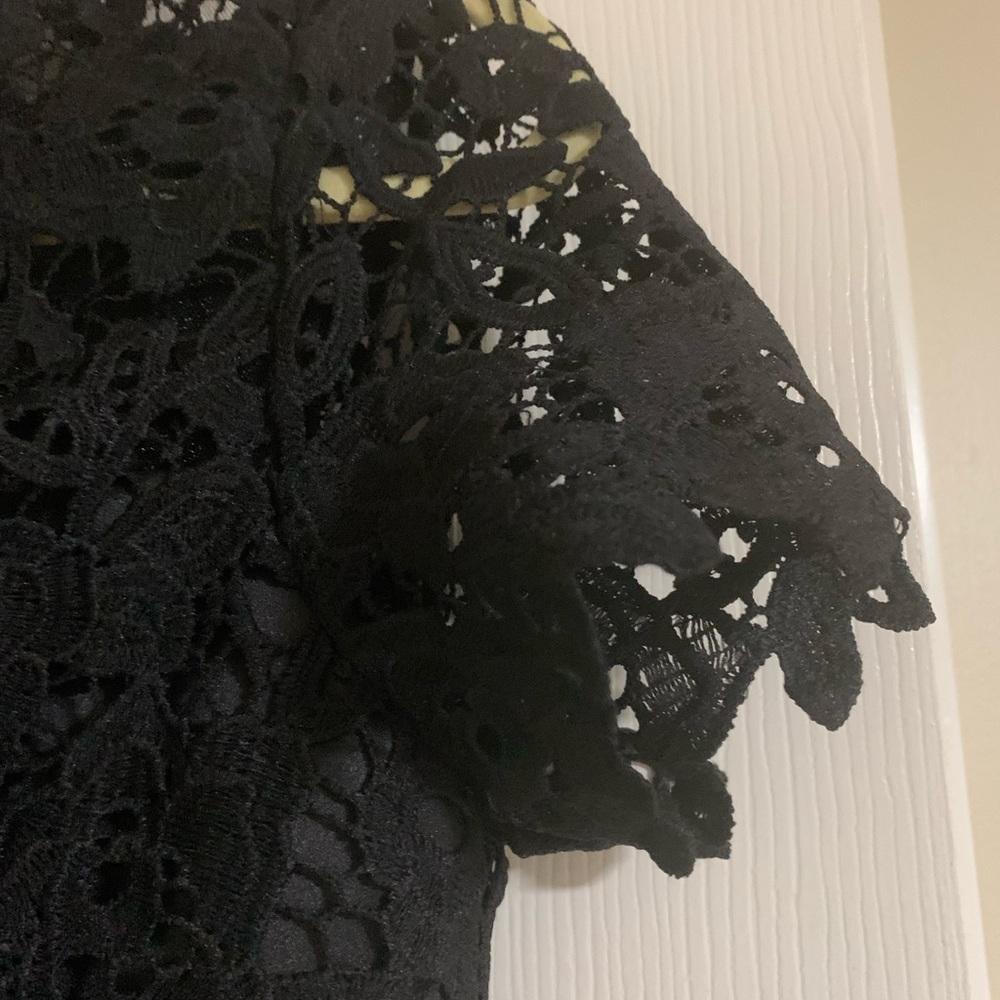 Chi Chi London Black Lace Tulle Tea-Length Dress - Picture 3 of 15